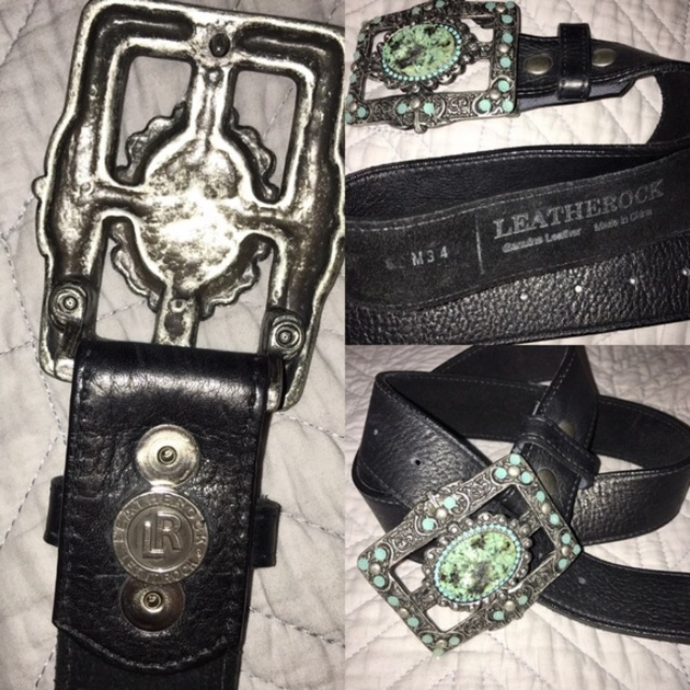Leatherock black leather belt Size M or 34